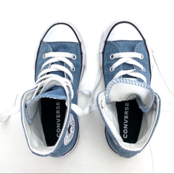 CONVERSE All Star Floral Patch Denim High Top Sneakers Size 12 Kids  362878F - Picture 8 of 11